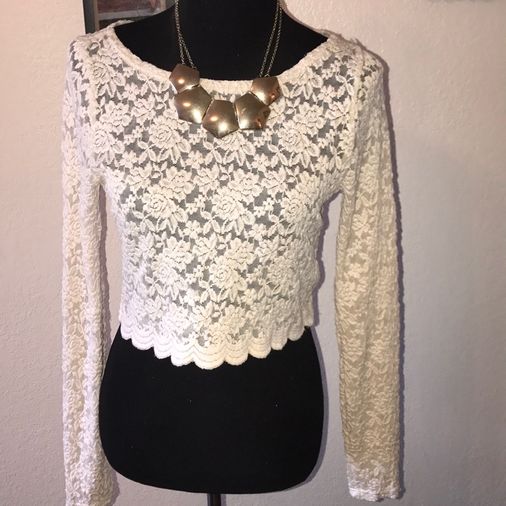 Cream laced crop top